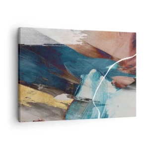 Vászonkép - Absztrakt ecsetvonások kék és arany árnyalatokban - 70x50cm - Lelkesedéssel és energiával - Modern fali dekoráció nappalihoz és hálószobához ARTTOR