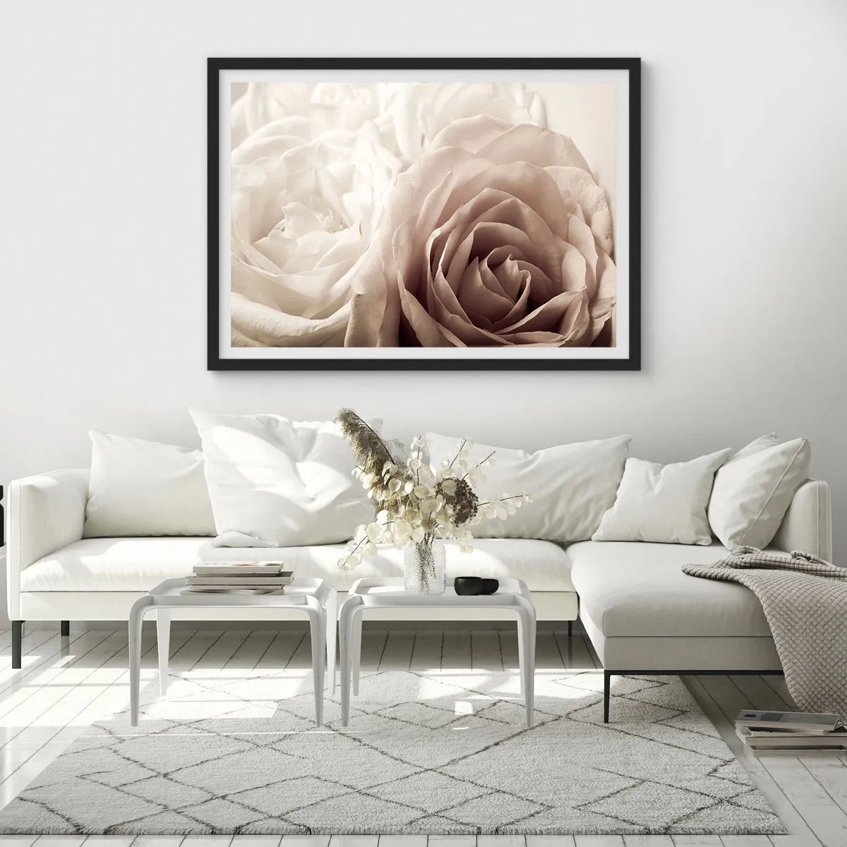 Poszter fehér keretben - Egy rózsa szívében - 70x50 cm