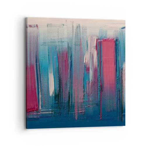 Vászonkép - Függőleges kompozíció kék és piros színekben - 70x70 cm