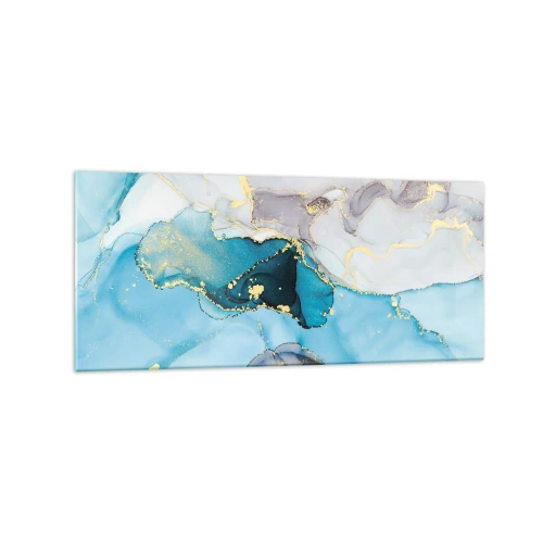 Üveg kép - Tanulmány a szürke és a türkiz találkozásáról - 120x50 cm