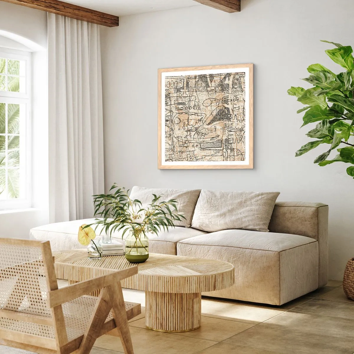 Poszter világos tölgy keretben - Dekódolásra vár - 60x60 cm