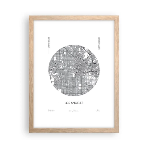 Poszter világos tölgy keretben - Los Angeles anatómiája - 30x40 cm