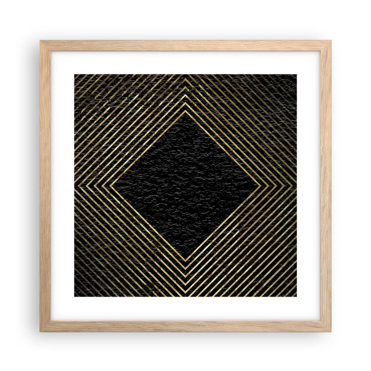 Poszter világos tölgy keretben - Geometria glamour stílusban - 40x40 cm