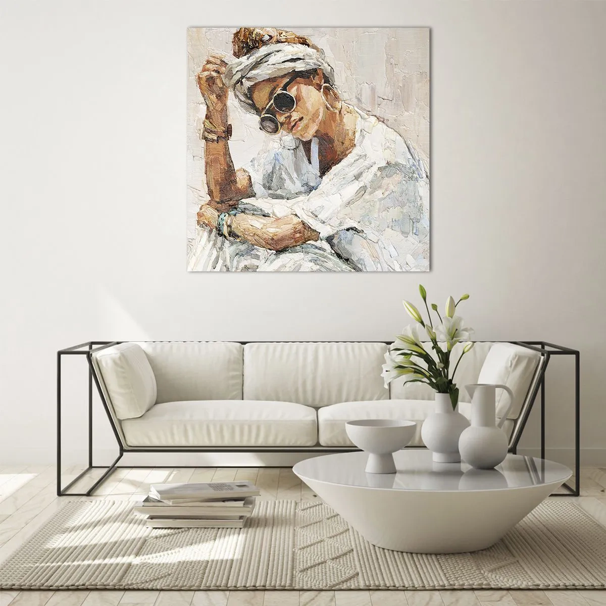 Üveg kép - Portré teljes napfényben - 30x30 cm