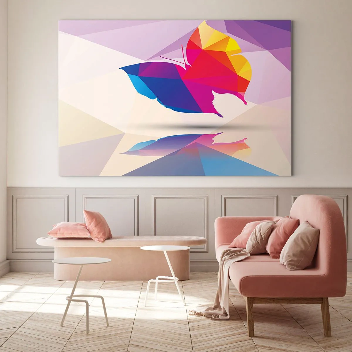 Üveg kép - Szivárvány pillangó - 100x70 cm