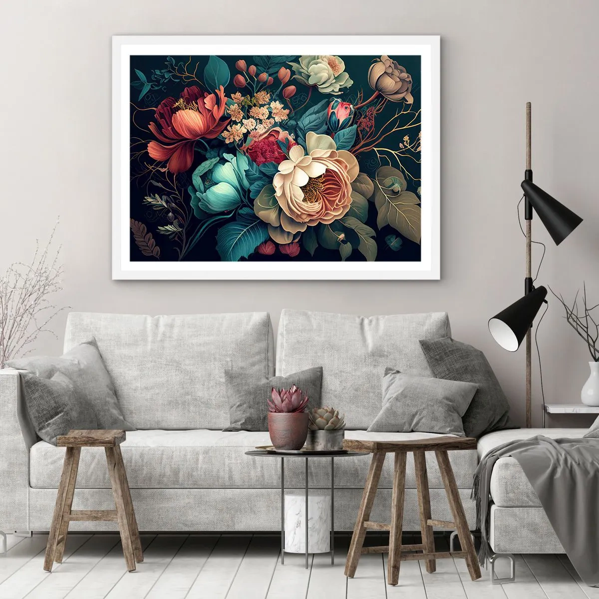 Poszter fekete keretben - 19. századi báj - 70x50 cm