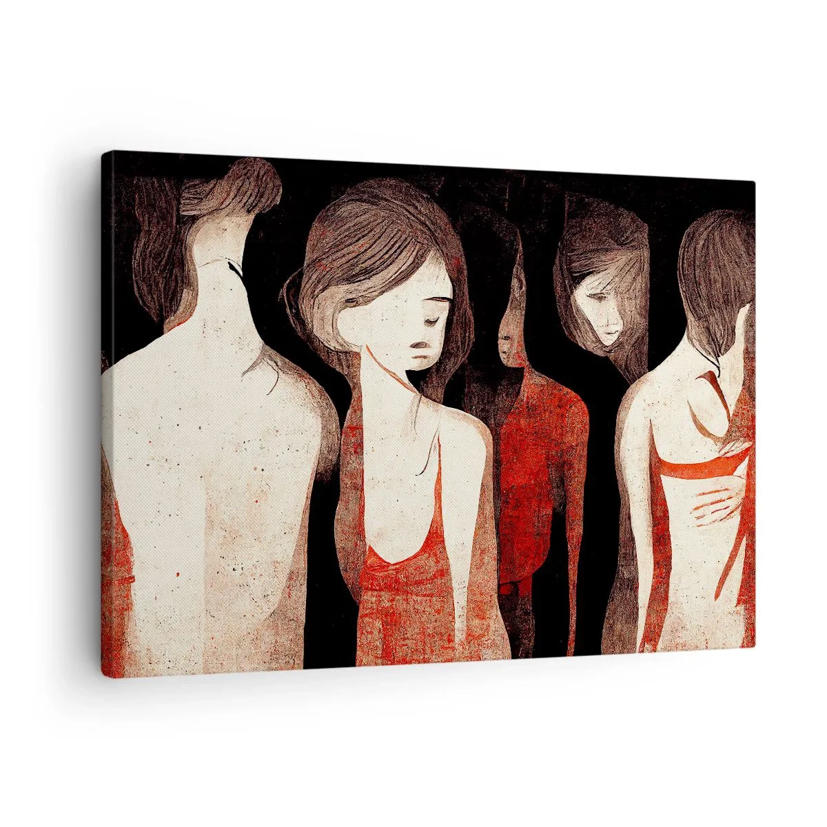 Vászonkép - Művészi alakok egy absztrakt kompozícióban - 70x50cm - A sötétség madonnái - Modern fali dekoráció nappalihoz és hálószobához ARTTOR