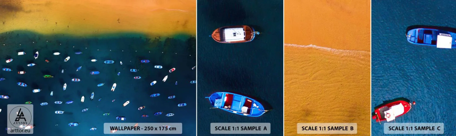 Fotótapéta Minta Standard Eco - Egy ünnepi játék - Csónakok, Strand, Tengerpart - 100x30 cm