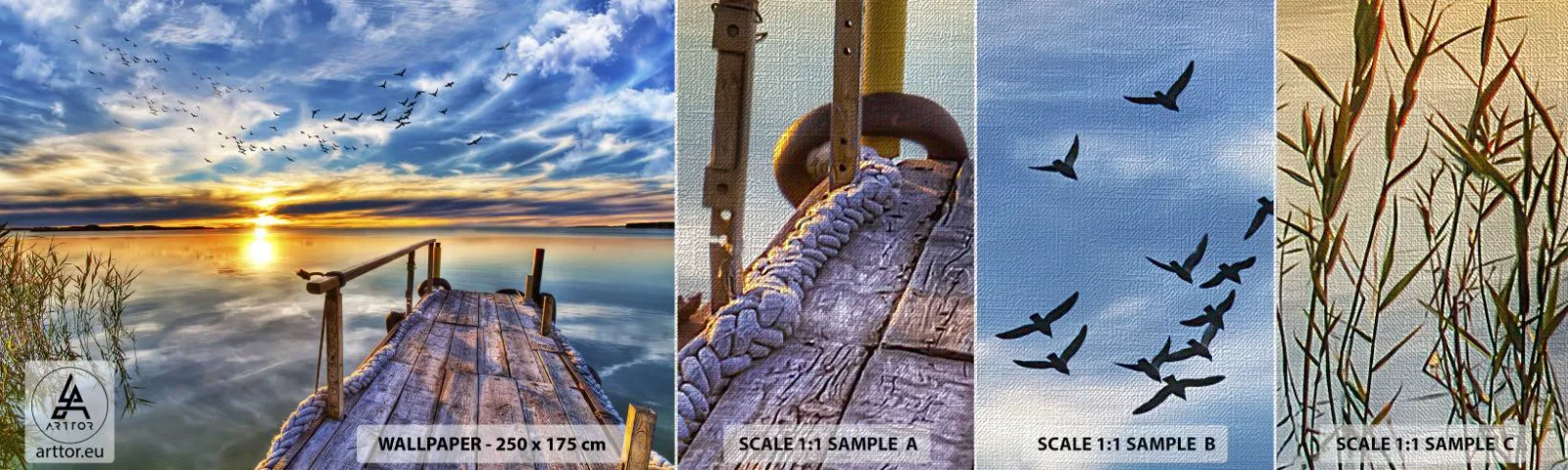 Fotótapéta Minta Premium Canvas - Megnyugszik a szél - Tájkép, Tó, Fa híd - 100x30 cm