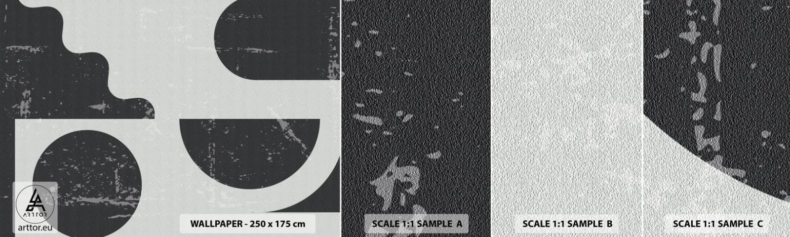 Fotótapéta Minta Standard Eco - Kompozíció fent és lent - Absztrakció, Fekete és fehér, Idős - 100x30 cm