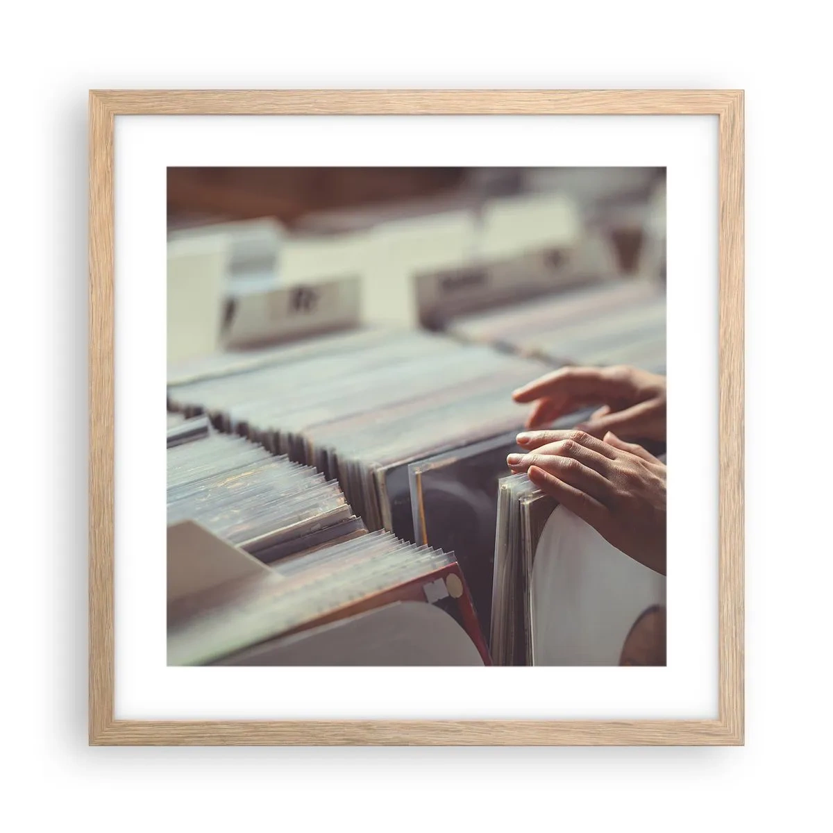 Poszter világos tölgy keretben - Érzelmeket keresése - 40x40 cm