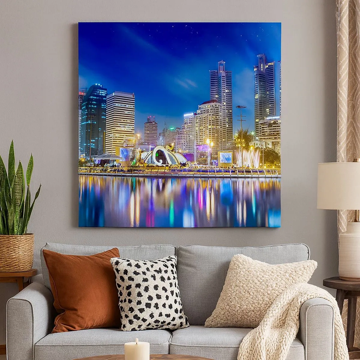 Vászonkép - Metropolis szivárvány éjszakája - 30x30 cm