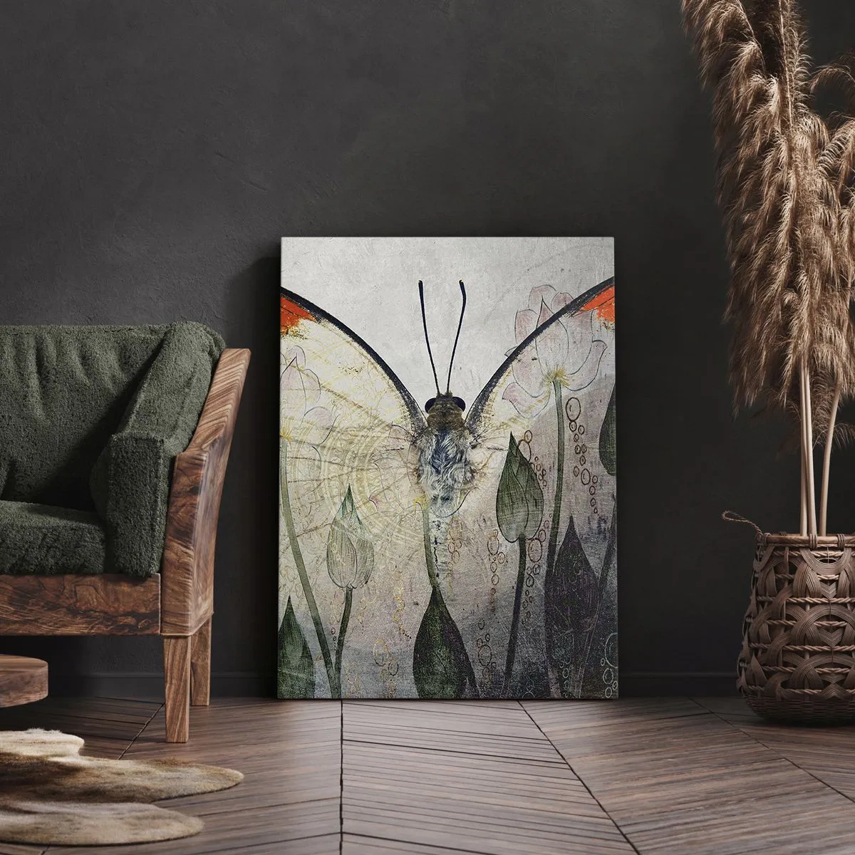 Vászonkép - „Ahol a pillangó himbálózik a füvön" - 50x70 cm