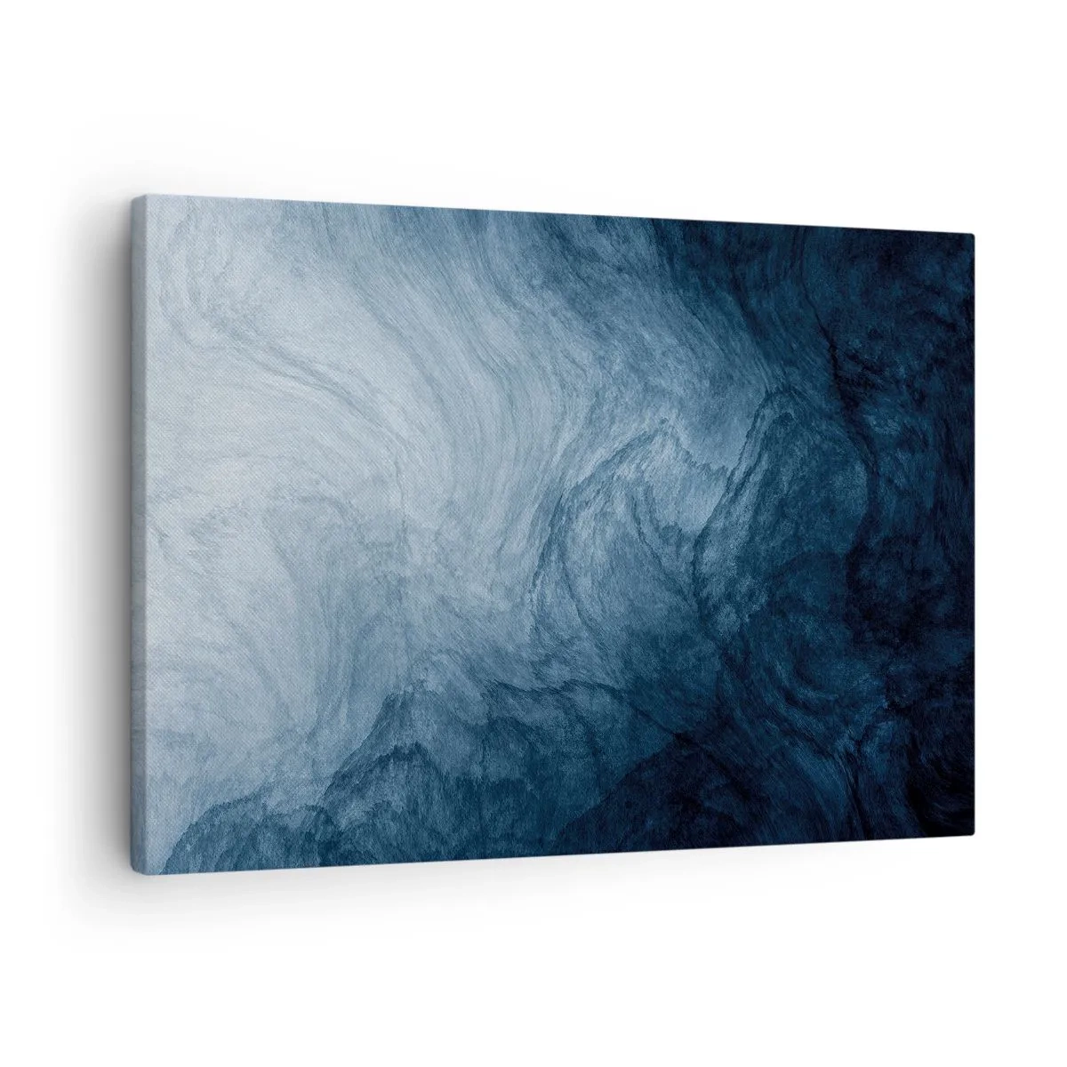 Vászonkép - Egy absztrakt kompozíció kék és sötétkék árnyalatokban. - 70x50cm - Mélyrenyúlás - Modern fali dekoráció nappalihoz és hálószobához ARTTOR