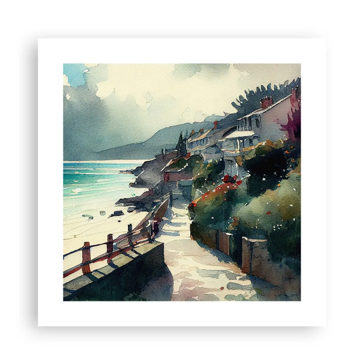 Poszter - Mediterrán város - 40x40 cm