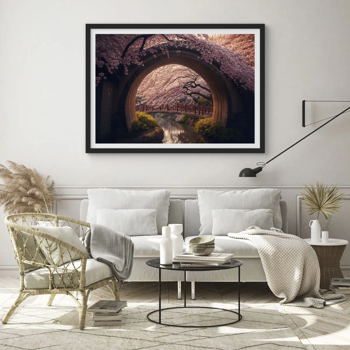 Poszter fehér keretben - Japán tavasz - 100x70 cm