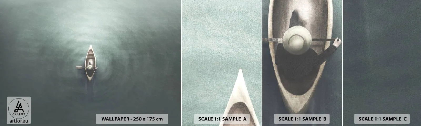 Fotótapéta Minta Öntapadós Deluxe Sticker - Egy holdfényes tavon át - Nyugalom, Tó, Kajak - 100x30 cm