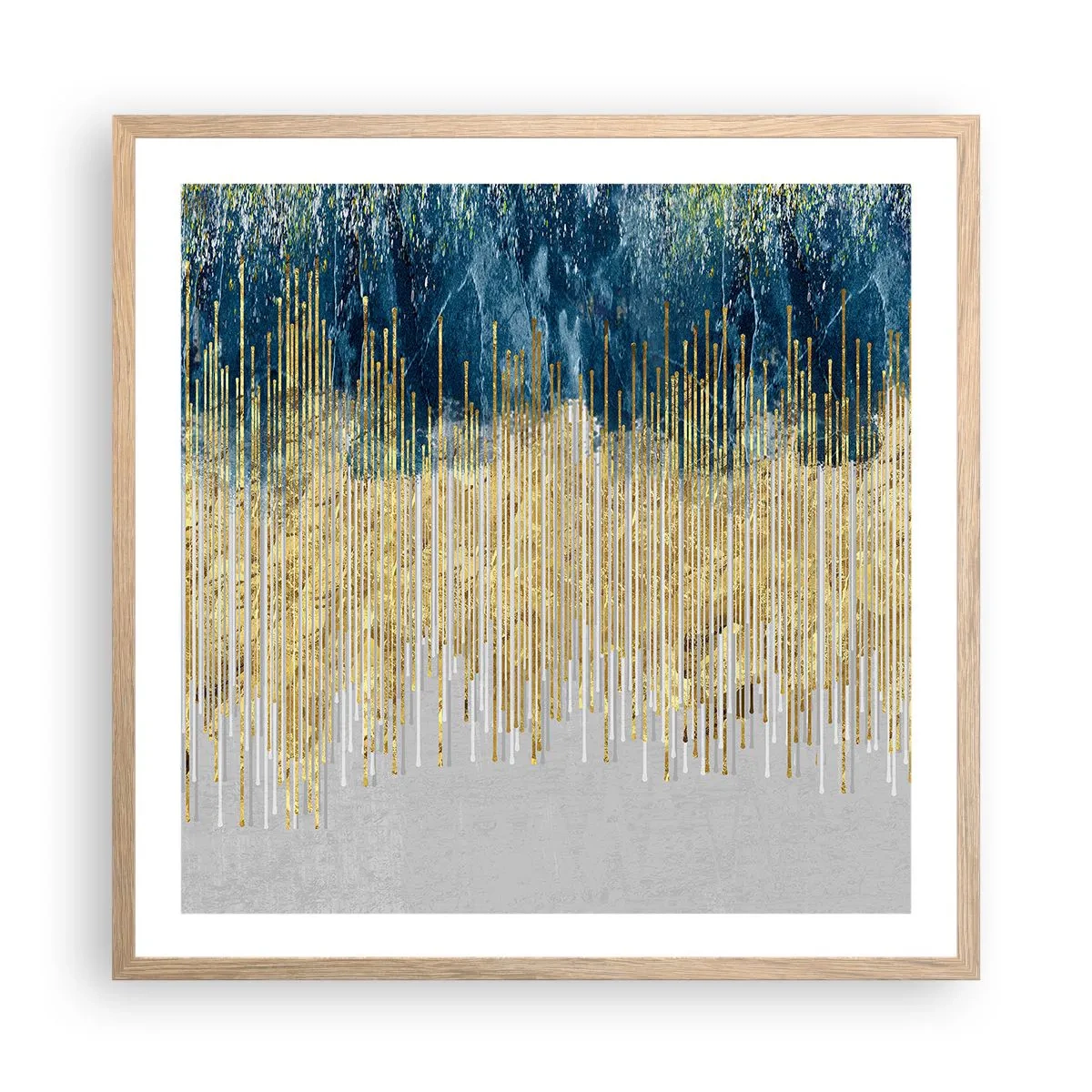 Poszter világos tölgy keretben - Aranyozott határ - 60x60 cm