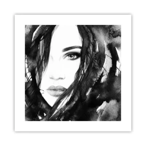 Poszter - Fekete-fehér hölgy portréja - 40x40 cm