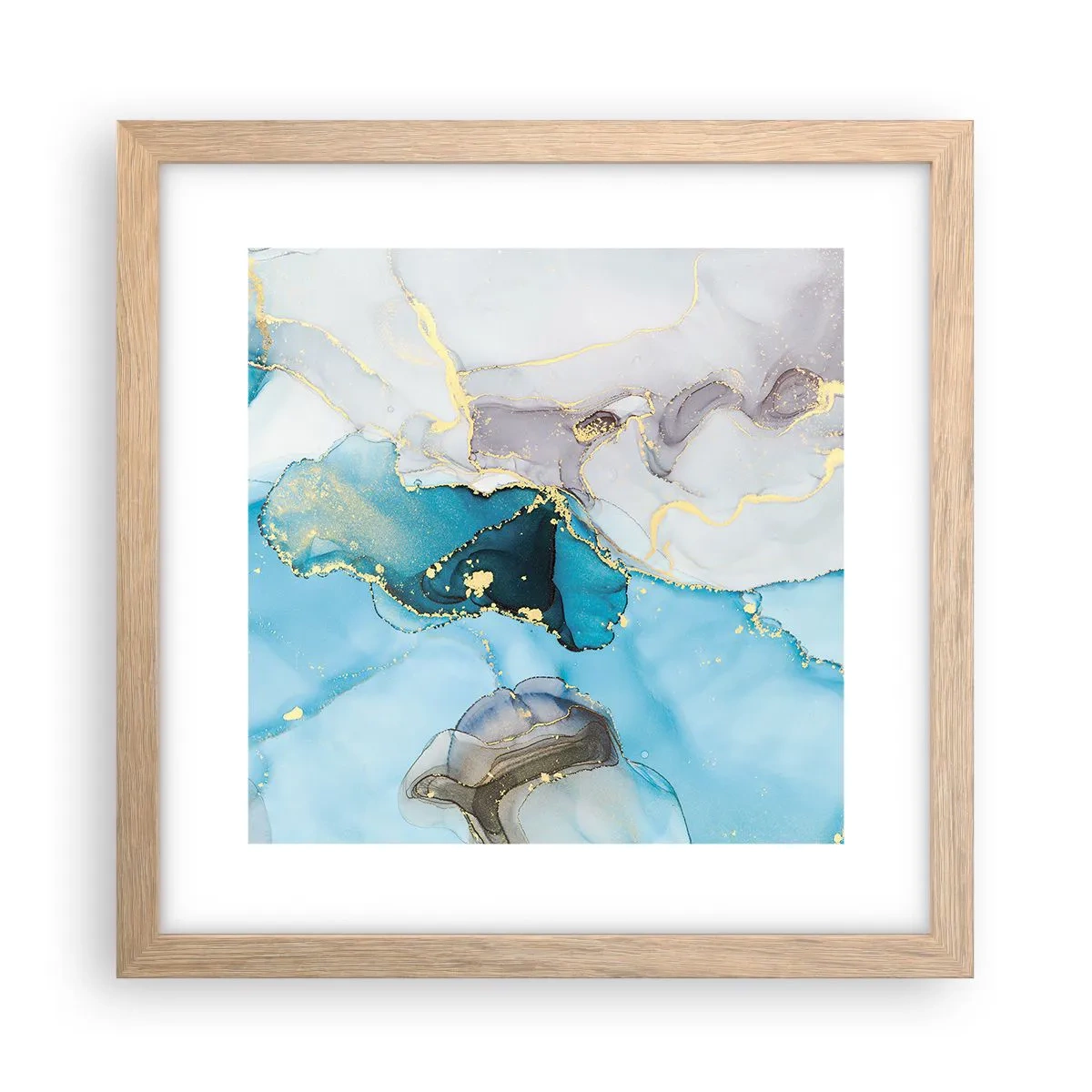 Poszter világos tölgy keretben - Tanulmány a szürke és a türkiz találkozásáról - 30x30 cm
