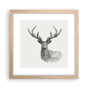 Poszter világos tölgy keretben - Szarvas kubista stílusban - 30x30 cm