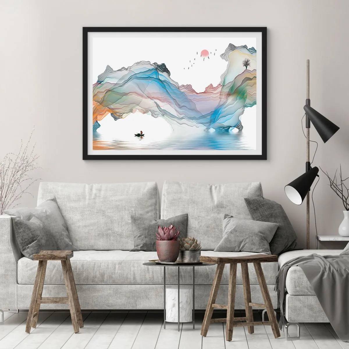 Poszter fehér keretben - A kristály hegyek felé - 50x40 cm