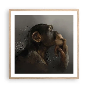 Poszter világos tölgy keretben - Biztosan gondolkodó - 60x60 cm