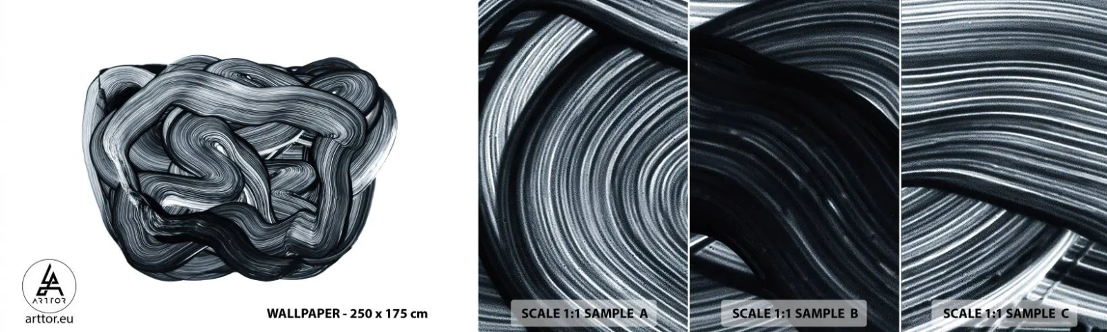 Fotótapéta Minta Standard Eco - Ez nem olyan egyszerű - Absztrakció, Grafika, Fekete és fehér - 100x30 cm