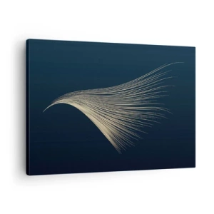 Vászonkép - Egy finom, tollszerű vonal sötétkék alapon - 70x50cm - Mint egy angyal haja - Modern fali dekoráció nappalihoz és hálószobához ARTTOR