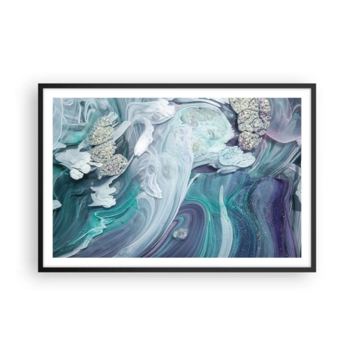 Poszter fehér keretben - Kék áramlatok - 91x61 cm