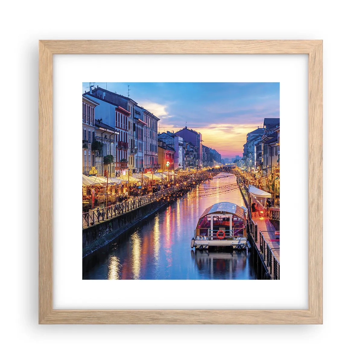 Poszter világos tölgy keretben - Fény és öröm estéje - 30x30 cm