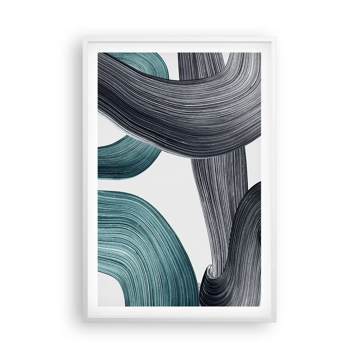 Poszter fekete keretben - Smaragdzöld és fekete nyomok - 61x91 cm