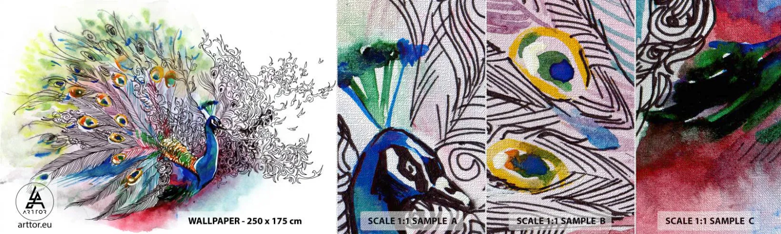 Fotótapéta Minta Premium Canvas - Büszkeséggel a szürkeség ellen - Madár, Páva, Tollak - 100x30 cm