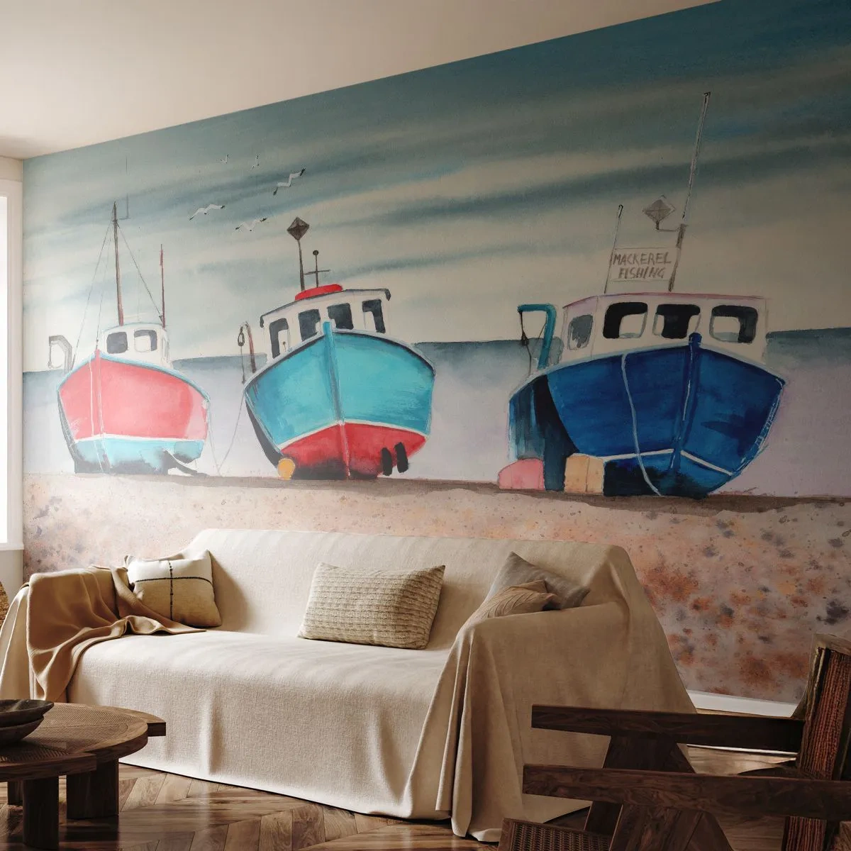Öntapadós Fotótapéta Deluxe Sticker - Fogásra készen - Tengeri, Tengerpart, Horgászvágók - 250x175 cm