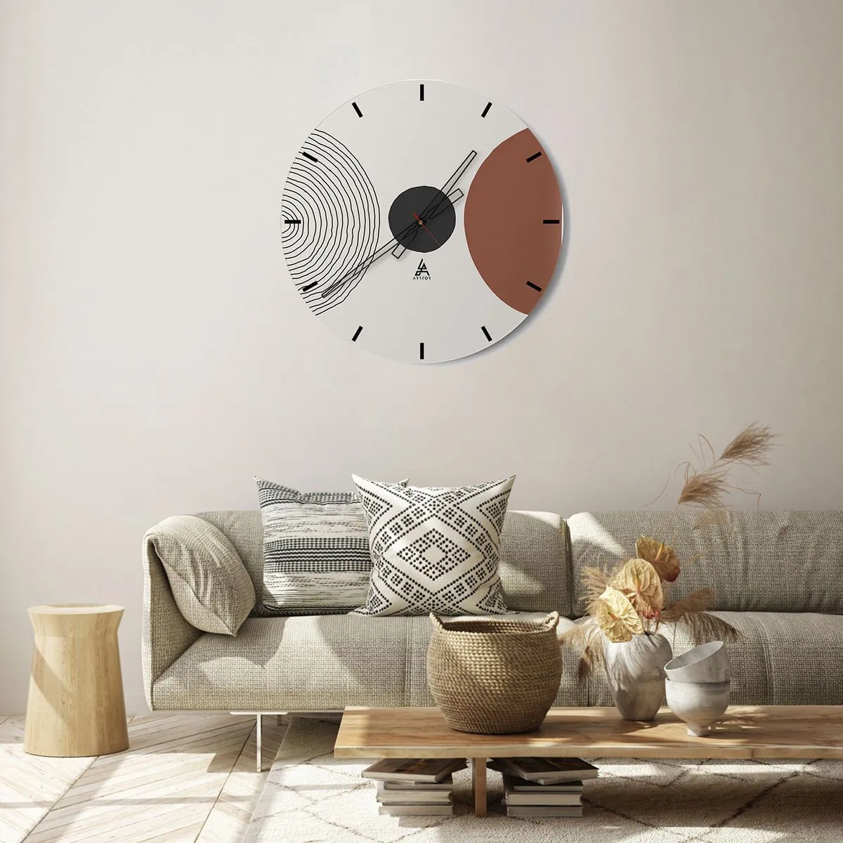 Falióra, Óra - Koncentrikus vonalak és geometriai körök kontrasztja - 30x30cm - A figyelem középpontjában - Modern fali dekoráció nappalihoz, konyhához és hálószobához ARTTOR