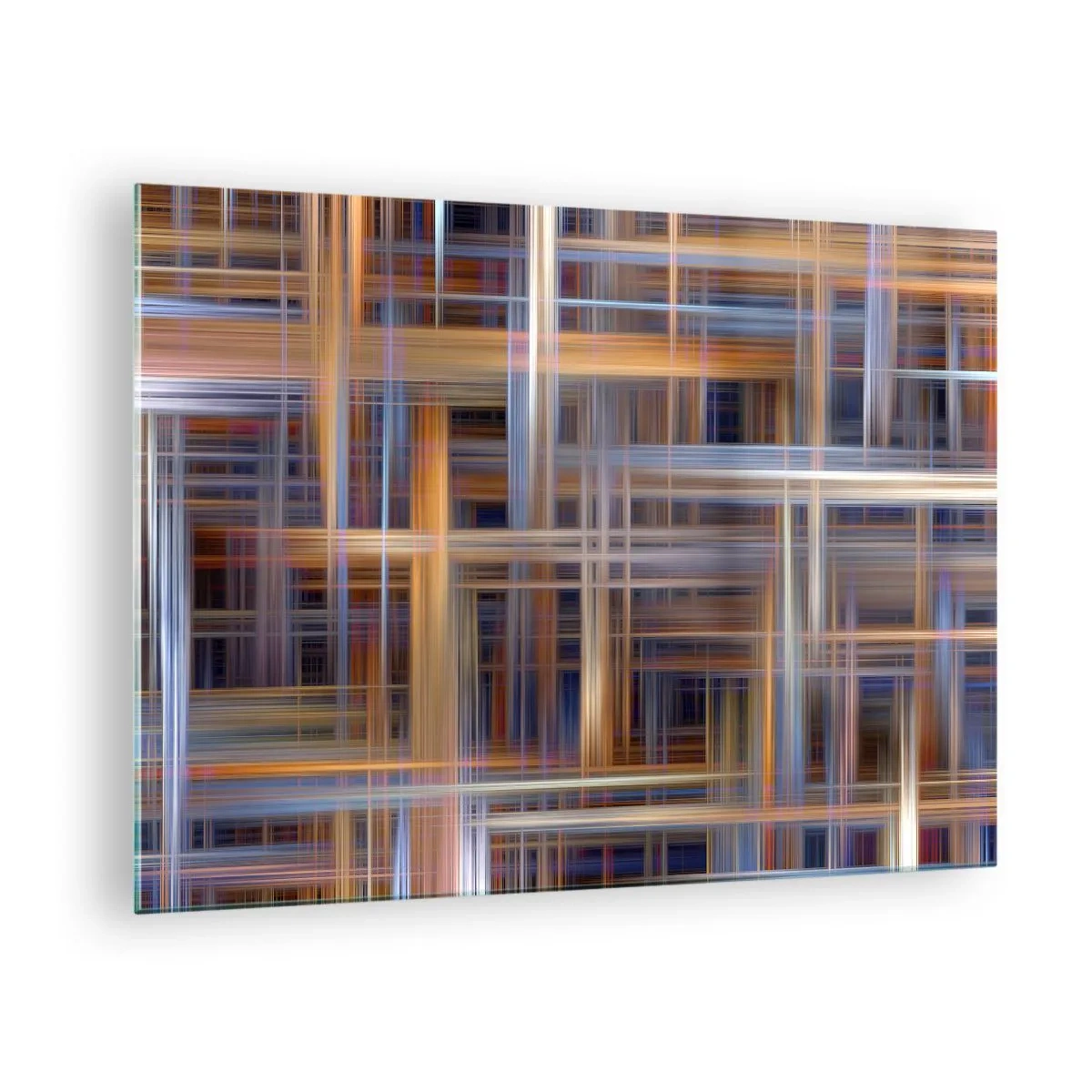 Üveg kép - Geometrikus vonalak és színek mintázata absztrakt stílusban - 70x50cm - Fényből szőtt - Modern fali dekoráció nappalihoz és hálószobához ARTTOR