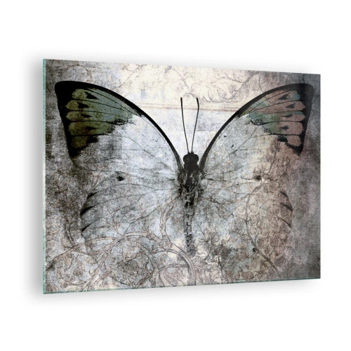 Üveg kép - Absztrakt pillangó egy régi dísz hátterében - 70x50cm - Szecessziós stílusban - Modern fali dekoráció nappalihoz és hálószobához ARTTOR