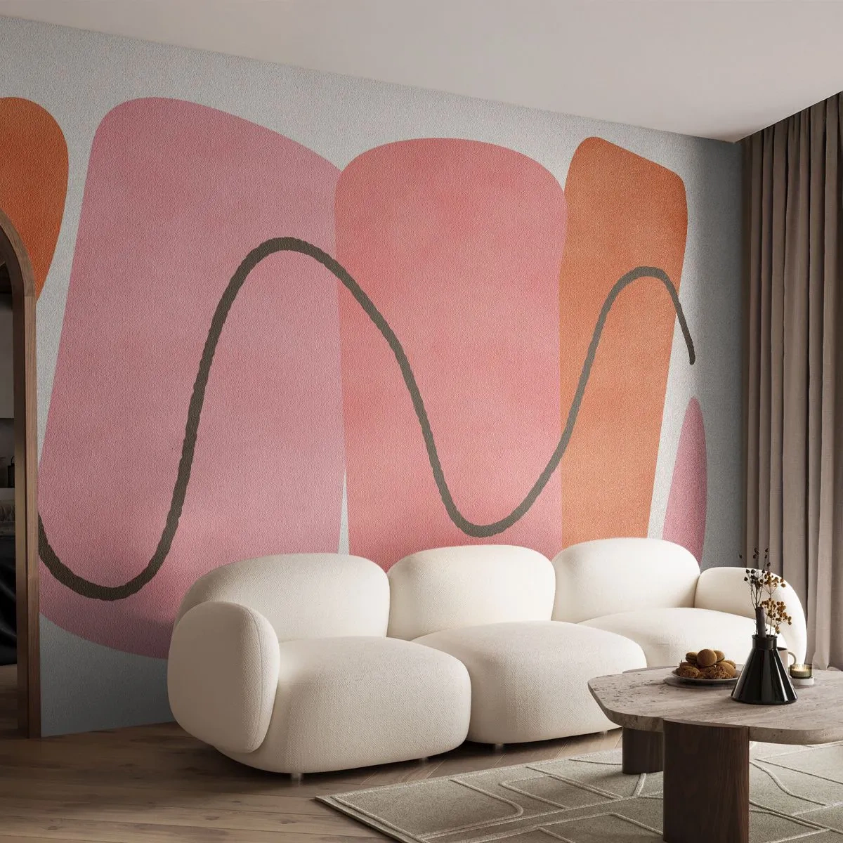 Fotótapéta Premium Canvas - Formák szelíd mozgása - Absztrakció, Minimalizmus, Pasztell - 300x210 cm