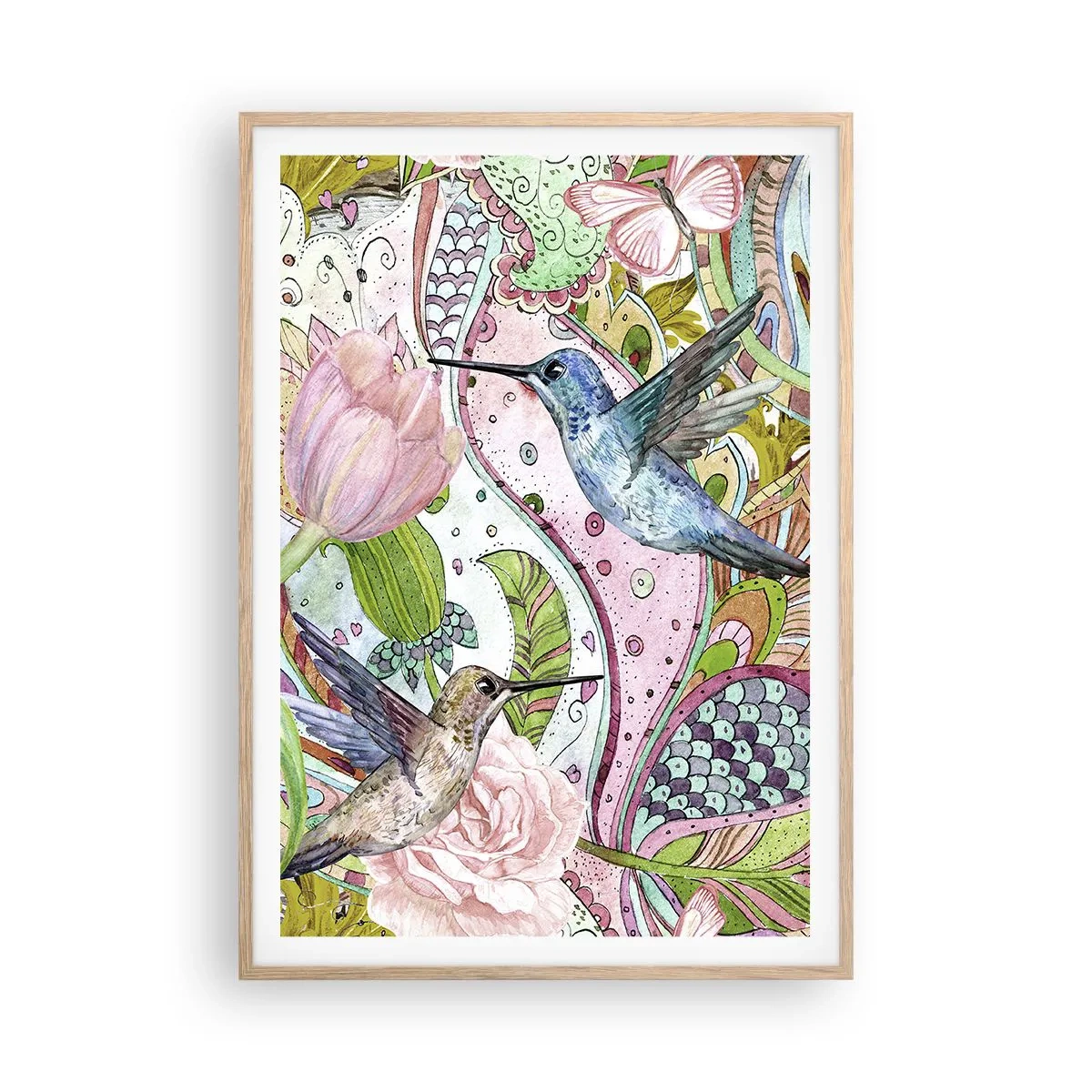 Poszter világos tölgy keretben - Szőlőbe gabalyodva - 70x100 cm