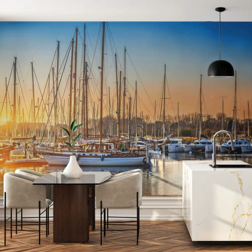 Fotótapéta Premium Sand - A szél is kell aludjon - Tájkép, jachtkikötő, Vitorlás - 150x105 cm