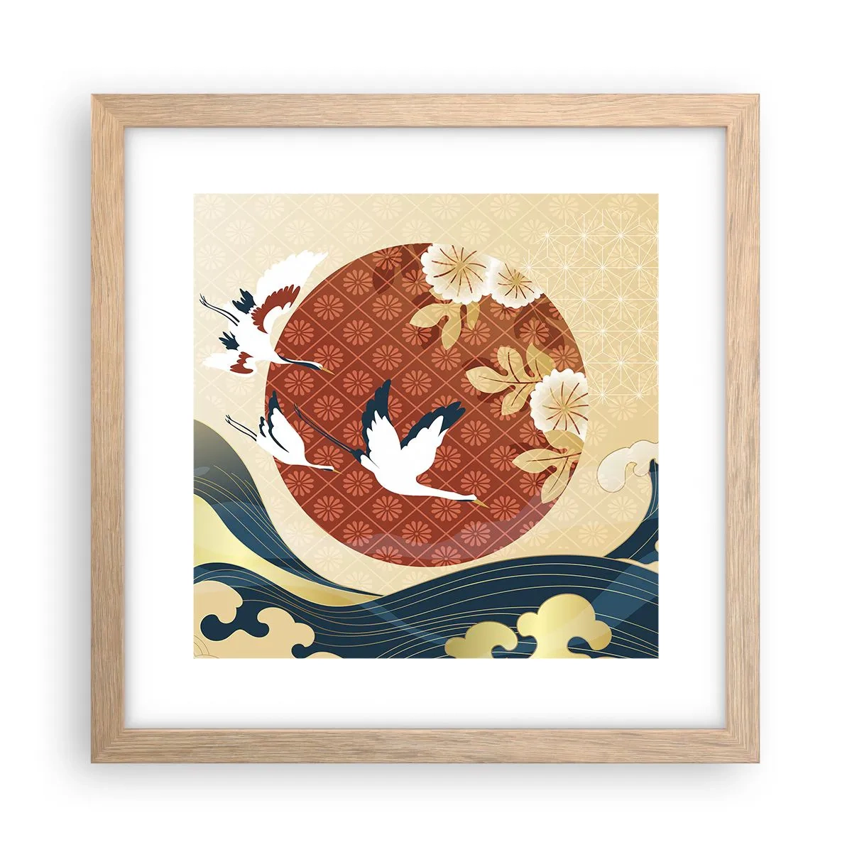 Poszter világos tölgy keretben - Japán mese - 30x30 cm