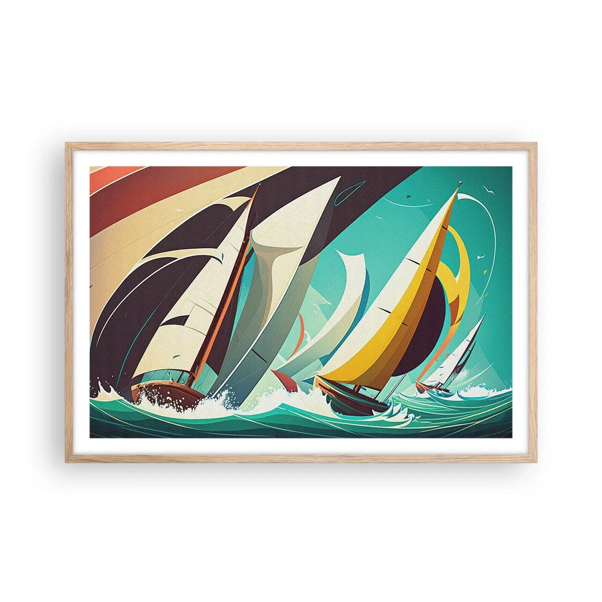 Poszter világos tölgy keretben - Közelről és személyesen az elemekkel - 91x61 cm