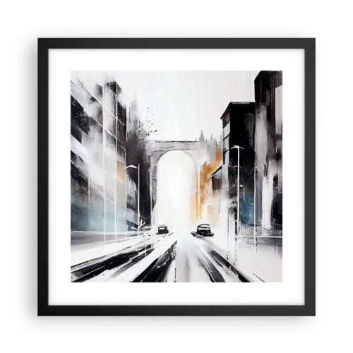 Poszter fehér keretben - Várostanulmány: építészet és mozgás - 40x40 cm