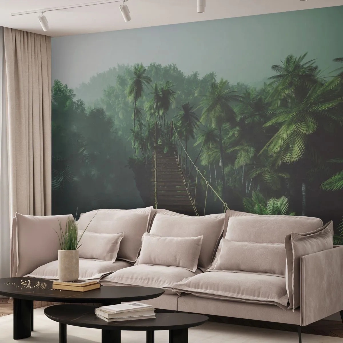 Fotótapéta Premium Sand - A zöldellő hullámok felett - Tájkép, Dzsungel, Kókuszpálma - 350x256 cm