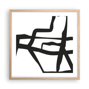 Poszter világos tölgy keretben - Fekete-fehér konstrukció - 50x50 cm