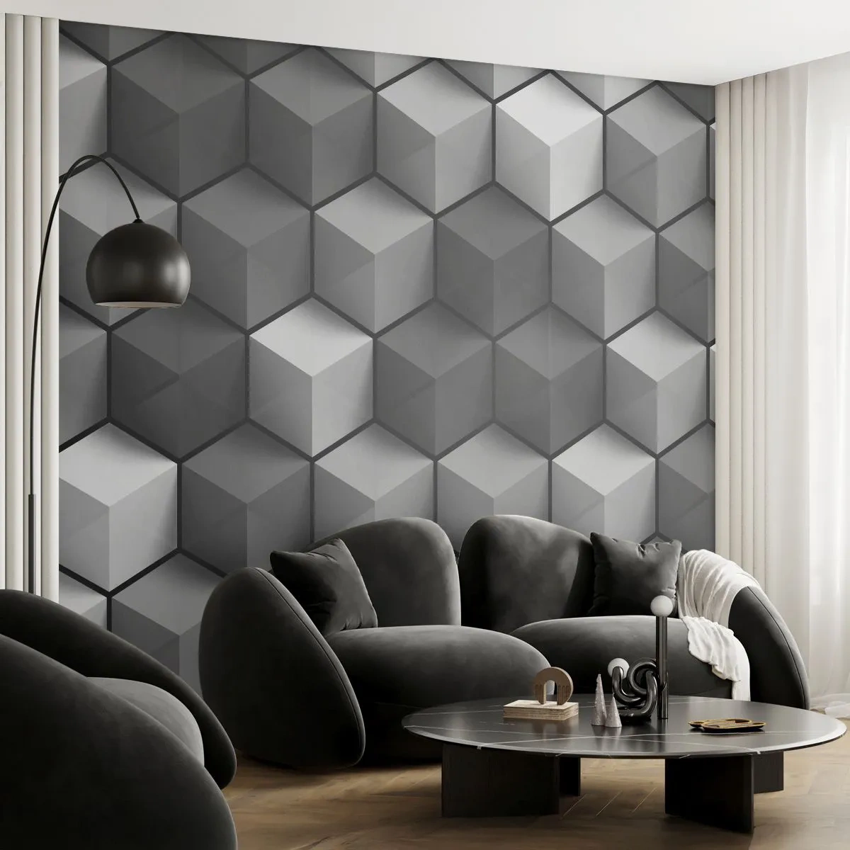 Öntapadós Fotótapéta Deluxe Sticker - Kubista kirakós - 3D, Kocka, Modern - 250x175 cm