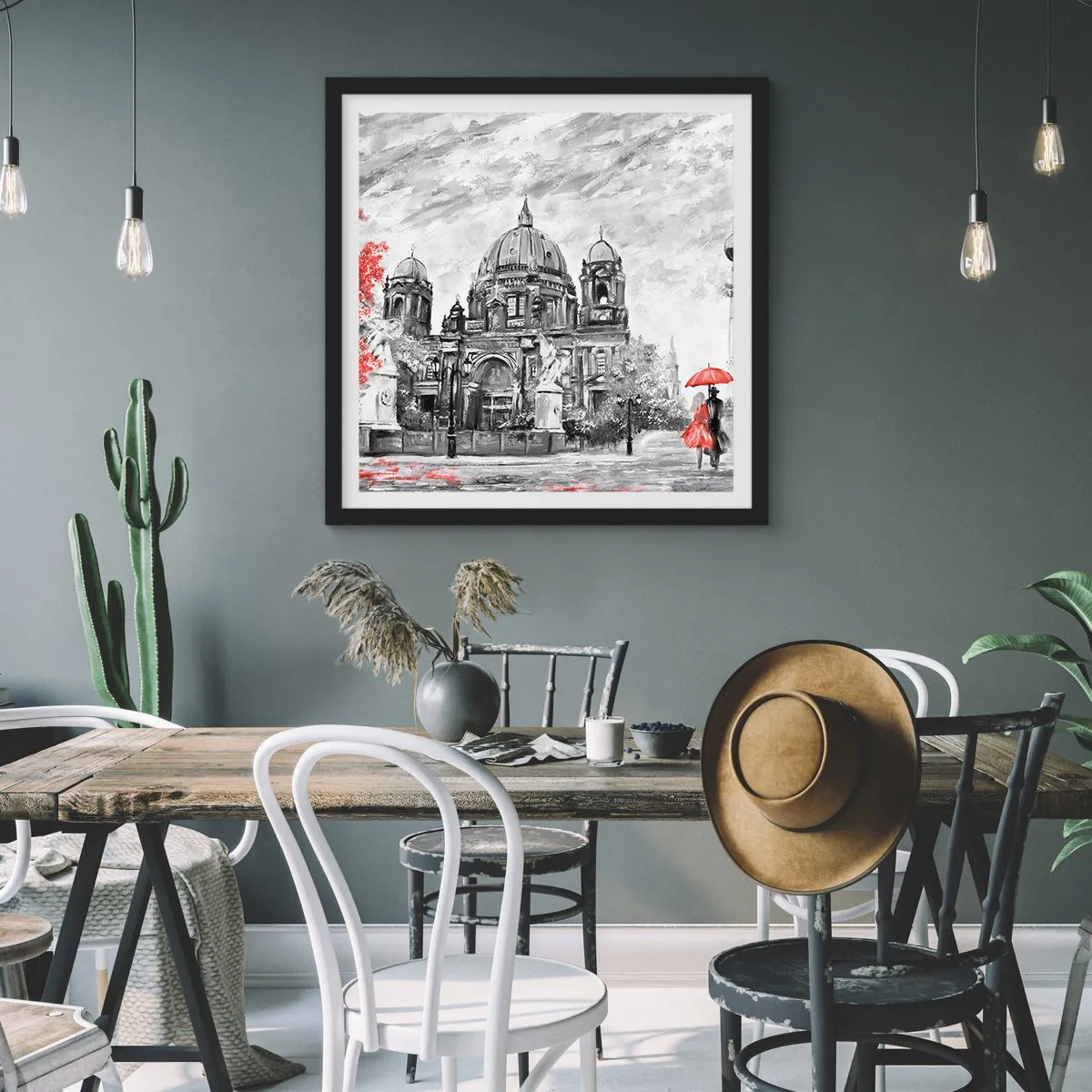 Poszter fehér keretben - Berlini találkozó - 40x40 cm