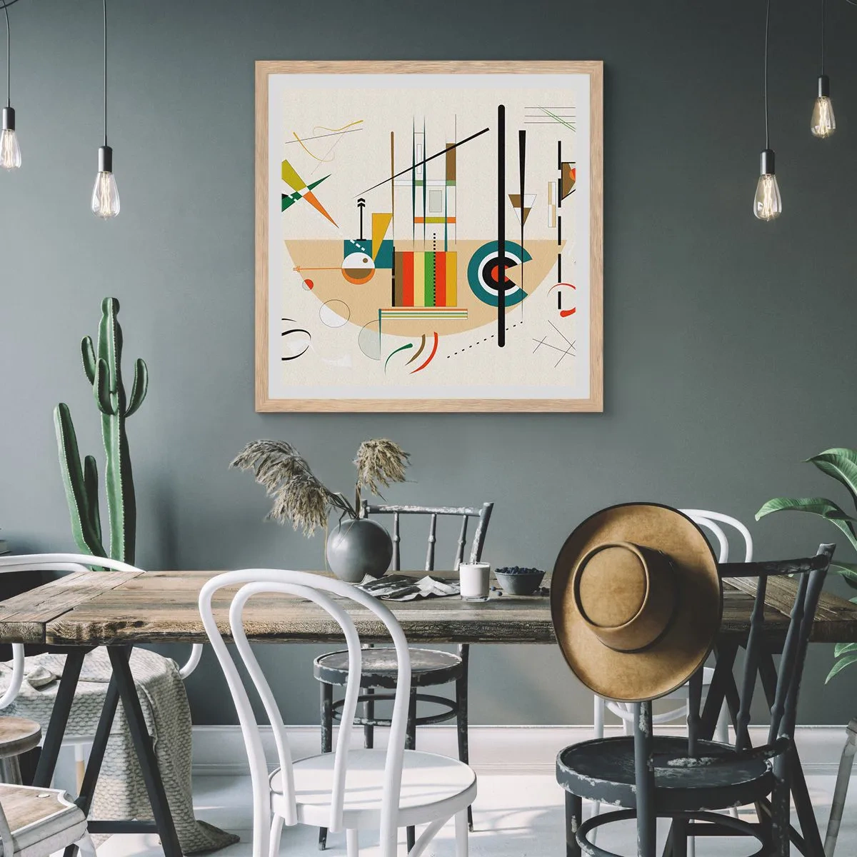 Poszter világos tölgy keretben - És nevet a világ - 50x50 cm