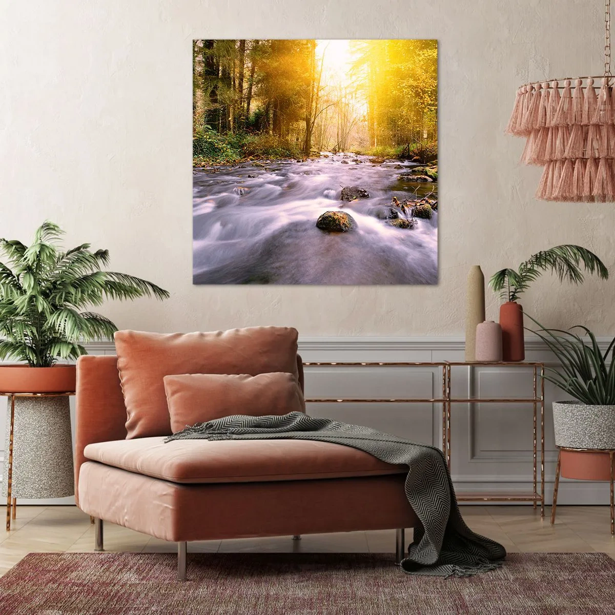 Vászonkép - Malachit ezüst és arany keretben - 70x70 cm