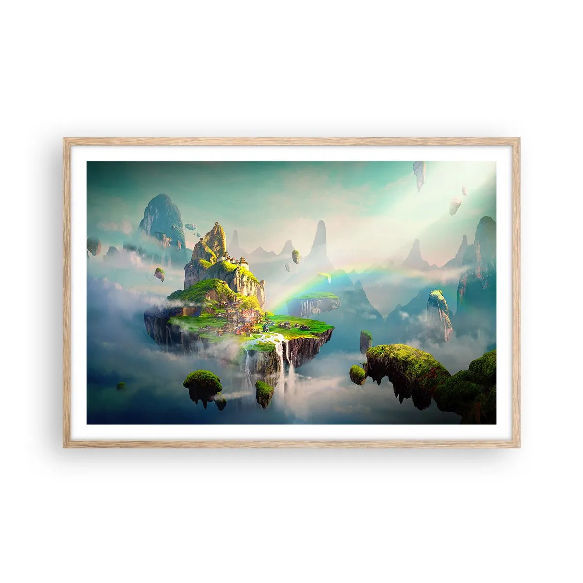 Poszter világos tölgy keretben - Az ég közepén - boldog szigetek - 91x61 cm